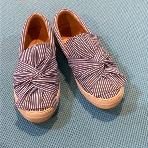 blue and white striped flats